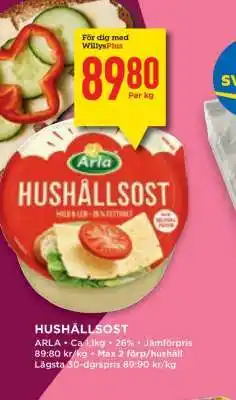 Willys Hushållsost erbjuda