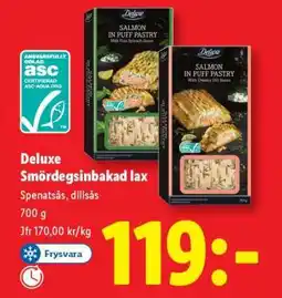 Lidl Deluxe Smördeginsbakad lax erbjuda