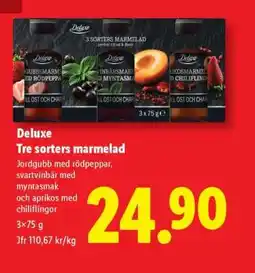 Lidl Deluxe Tre sorters marmelad erbjuda