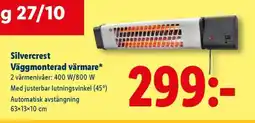 Lidl Silvercrest Väggmonterad värmare erbjuda