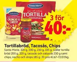 ICA Supermarket Tortillabröd, Tacosås, Chips erbjuda