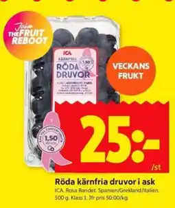 ICA Supermarket RÖDA KÄRNFRIA DRUVOR I ASK erbjuda