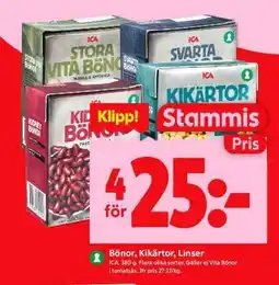 ICA Supermarket Bönor/Kikärtor/Linser erbjuda