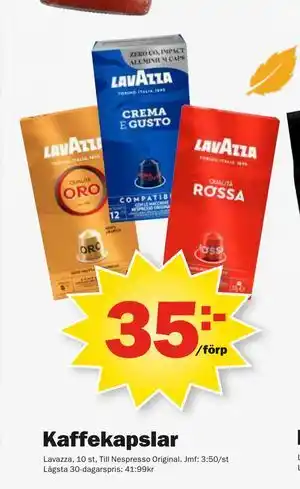Pekås Kaffekapslar, SEK 35 erbjuda