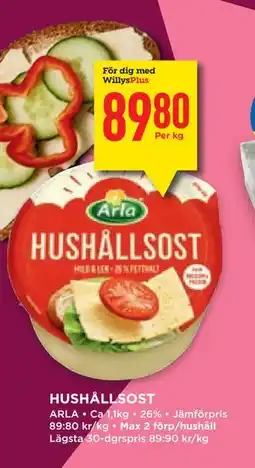 Willys Hemma HUSHÅLLSOST, Medlemspris erbjuda