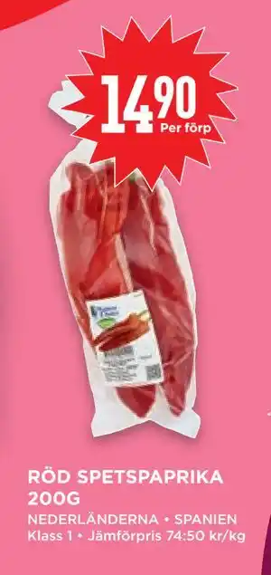 Willys Hemma RÖD SPETSPAPRIKA 200G, SEK 14.9 erbjuda
