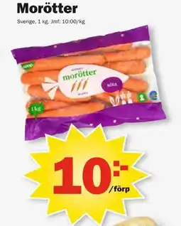 Pekås Morötter, SEK 10 erbjuda