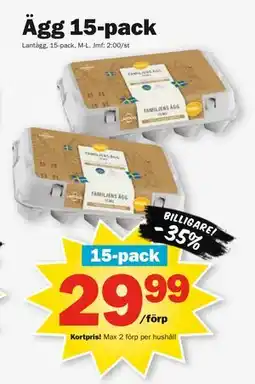 Pekås Ägg 15-pack, Medlemspris erbjuda