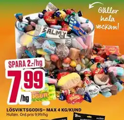 ÖoB LÖSVIKTSGODIS– MAX 4 KG/KUND, SEK 7.99 erbjuda