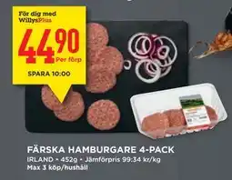 Willys FÄRSKA HAMBURGARE 4-PACK, Medlemspris erbjuda