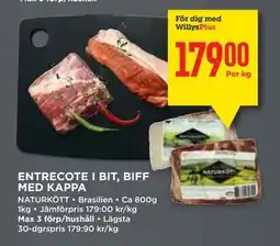 Willys ENTRECOTE I BIT, BIFF MED KAPPA, Medlemspris erbjuda