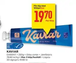 Willys KAVIAR, Medlemspris erbjuda