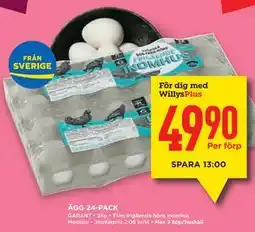 Willys Hemma ÄGG 24-PACK, Medlemspris erbjuda