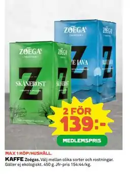 Coop Daglivs KAFFE, Medlemspris erbjuda