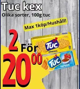 Supergrossen Tuc kex, SEK 20 erbjuda