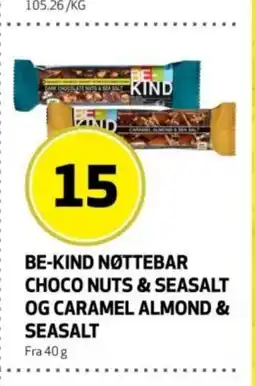 Rusta Be-kind nøttebar choco nuts & seasalt og caramel almond & seasalt erbjuda