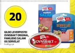 Rusta Gilde leverpostei ovnsbakt original, familiens salami OG SERVELAT erbjuda
