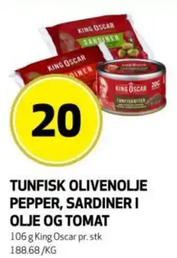 Rusta Tunfisk olivenolje pepper, sardiner i olje og tomat erbjuda
