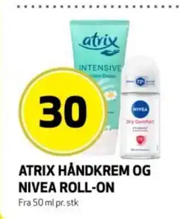 Rusta Atrix håndkrem og nivea roll-on erbjuda