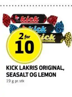 Rusta Kick lakris original, seasalt og lemon erbjuda