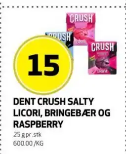 Rusta Dent crush salty licori, bringebær og raspberry erbjuda