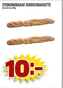 Prisma Mat Stenugnsbakad surdegsbaguette erbjuda