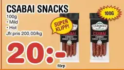 Nya Pulsen Csabai snacks erbjuda