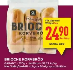 Willys Garant Brioche korvbröd erbjuda