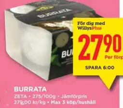 Willys ZETA Burrata erbjuda