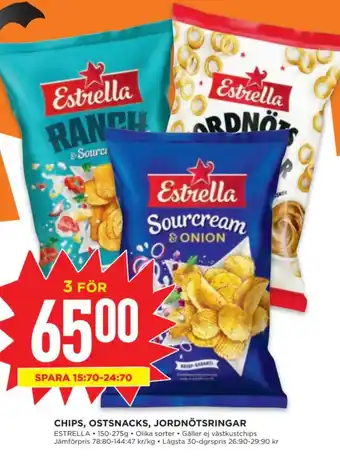 Estrella Chips, ostsnacks, jordnötsringar