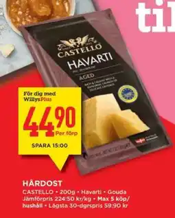 Willys CASTELLO Havarti erbjuda