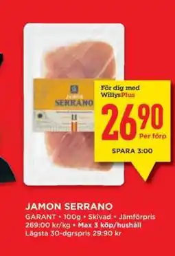 Willys JAMON SERRANO erbjuda