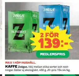 Coop Kaffe Zoégas erbjuda