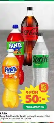 Coop Läsk Coca-Cola, Fanta, Sprite erbjuda