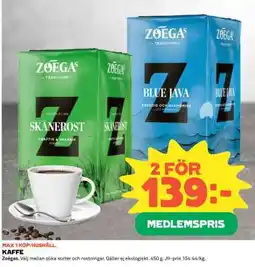 Coop Zoégas kaffe erbjuda