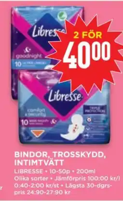 Willys Libresse Bindor, trosskydd, intimtvätt erbjuda