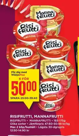 Willys RISIFRUTTI, MANNAFRUTTI, Medlemspris erbjuda