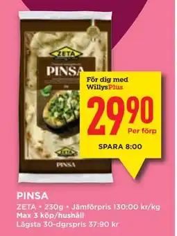 Willys PINSA, Medlemspris erbjuda