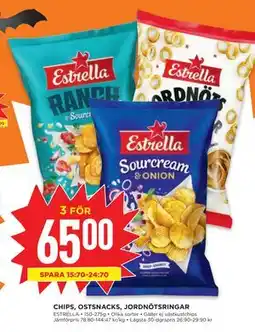 Willys CHIPS, OSTSNACKS, JORDNÖTSRINGAR, SEK 65 erbjuda