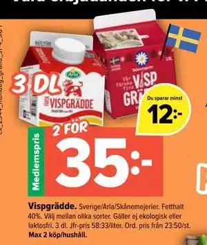 Coop Extra Vispgrädde, Medlemspris erbjuda