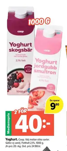 Coop Extra Yoghurt., Medlemspris erbjuda