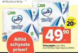 Coop Extra Torky papper., SEK 49.9 erbjuda