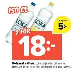 Coop Extra Kolsyrat vatten., SEK 18 erbjuda