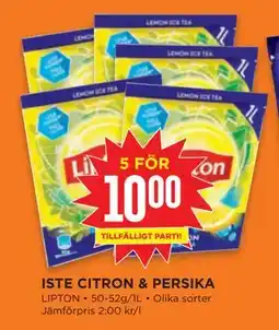 Willys ISTE CITRON & PERSIKA, SEK 10 erbjuda