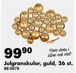 Biltema Julgranskulor, guld, 26 st., SEK 99.9 erbjuda