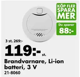 Biltema Brandvarnare, Li-ion batteri, 3 V., SEK 119 erbjuda
