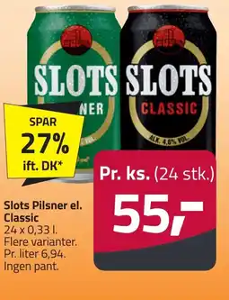Fleggaard Slots Pilsner el. Classic erbjuda