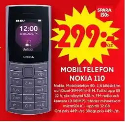 ICA Maxi Mobiltelefon nokia 110 erbjuda