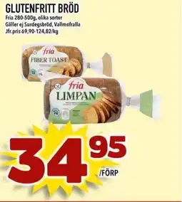 Din Mat FRIA Glutenfritt bröd erbjuda