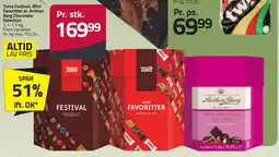 Fleggaard Toms Festival, Mini Favoritter el. Anthon Berg Chocolate Selection erbjuda